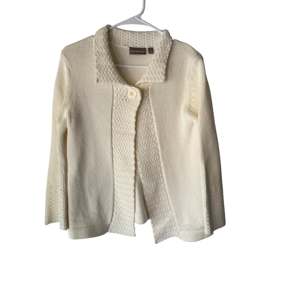 Croft & Barrow Vintage Cream Knit Button Cardigan Sweater Small Chunky Cottage